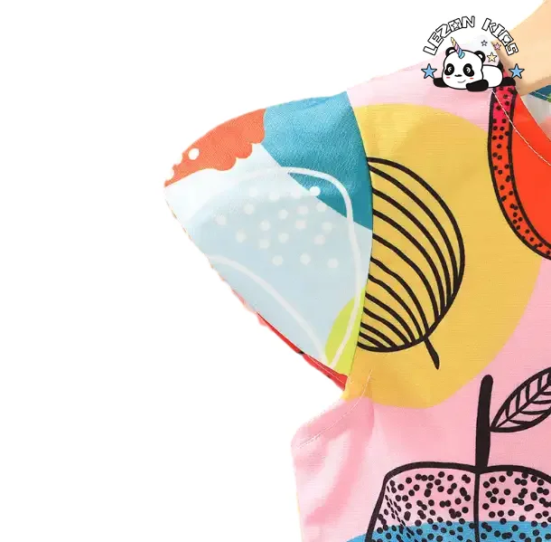 LEZONKIDS - Custom Summer Kids Clothing Fruit Print Casual Dress Girls Breathable Knee-Length Mini Design School Party Toddlers Dress